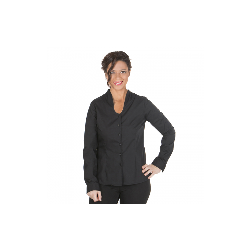 camisa-negra-camarera-cuello-chimenea