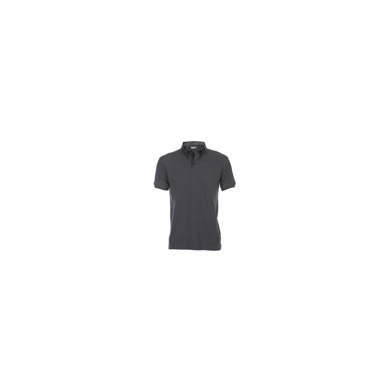 polo-camarero-manga-corta-cuello-camisero-gris-combinado