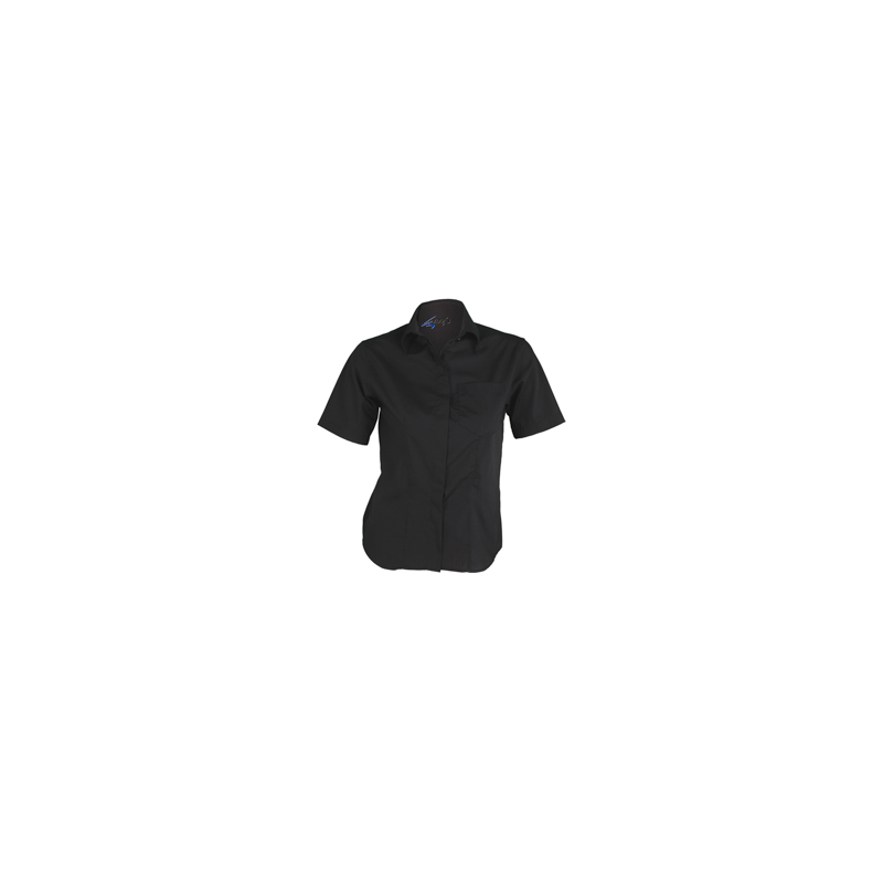 camisa-camarera-negra-manga-corta-boton-oculto