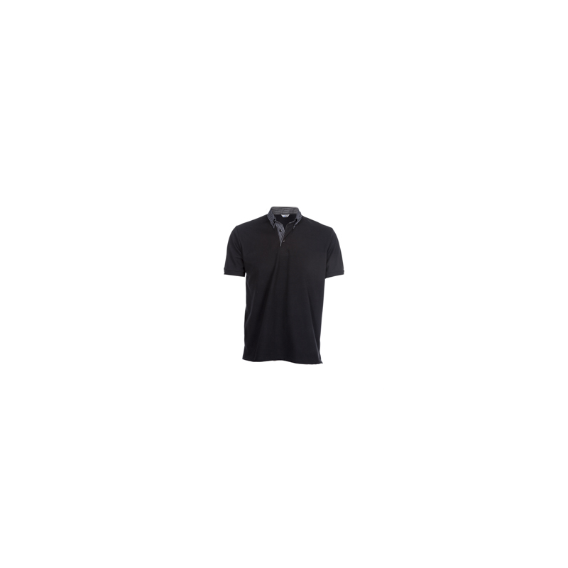 polo-camarero-manga-corta-cuello-camisero-negro-combinado