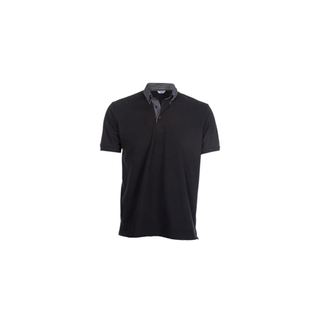 polo-camarero-manga-corta-cuello-camisero-negro-combinado