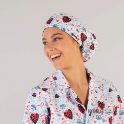 Gorro de quirófano con elástico para pelo largo en microfibra estampada con Kukuxumusu