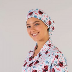 Gorro de quirófano con elástico para pelo largo en microfibra estampada con Kukuxumusu