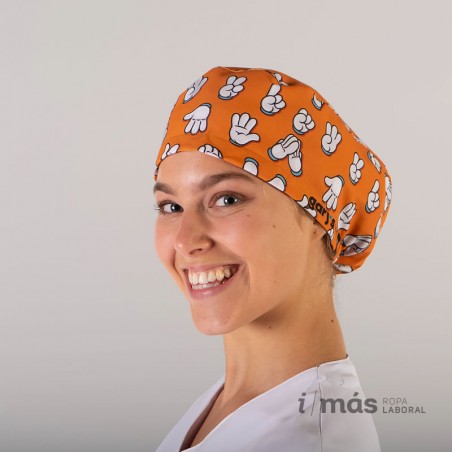 Gorro de quirófano estampado para pelo largo en microfibra Gorro de quirófano estampado para pelo largo en microfibra