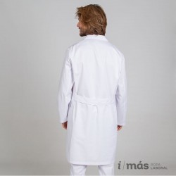 Bata de laboratorio o médico blanca clásica, unisex, sin puños