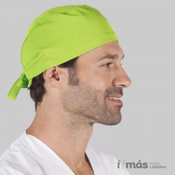 Gorro de quirófano con tiras ajustables tipo pirata en microfibra color pistacho