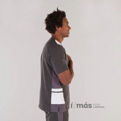 Casaca de hombre en microfibra 360 con acabado vigoré y aerosilver en laterales en color gris marengo vigoré