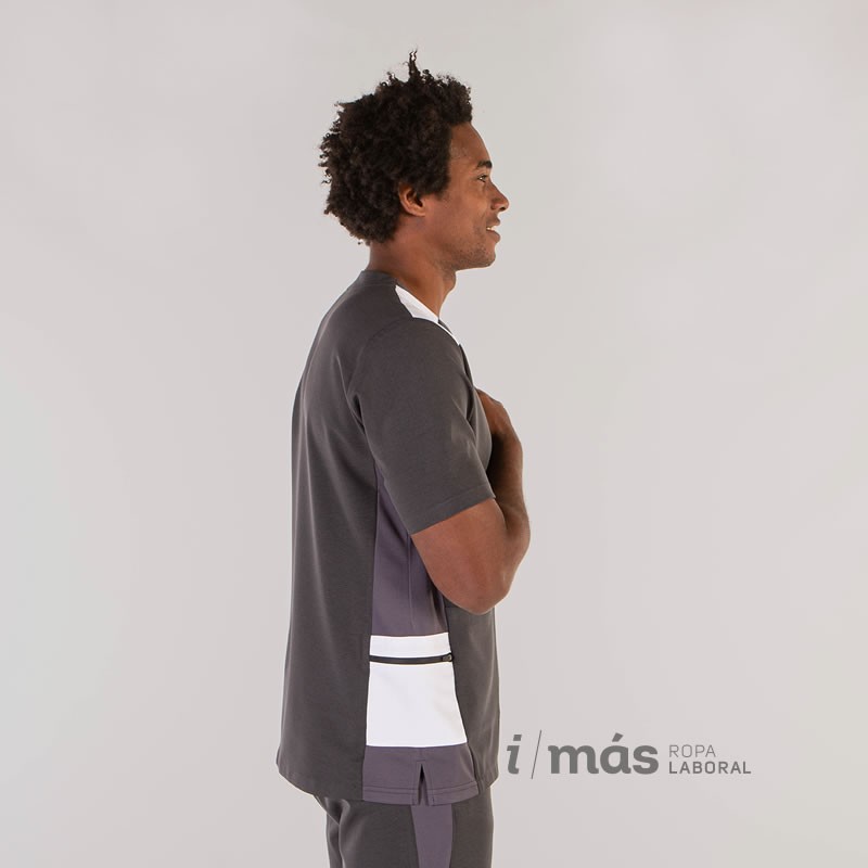 Casaca de hombre en microfibra 360 con acabado vigoré y aerosilver en laterales en color gris marengo vigoré
