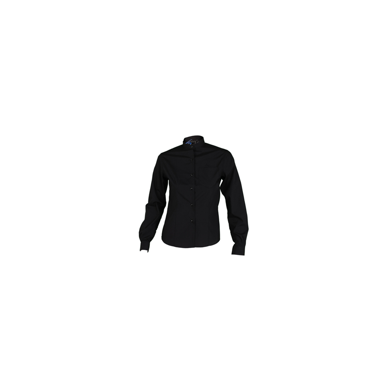 camisa-camarera-negra-cuello-mao-manga-larga