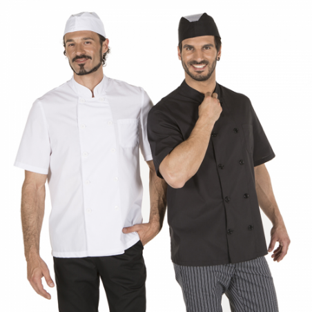 chaqueta-cocina-unisex-popelin-fino-negro-manga-corta chaqueta-cocina-unisex-popelin-fino-negro-manga-corta